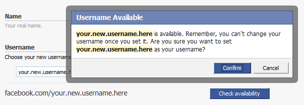 facebook username