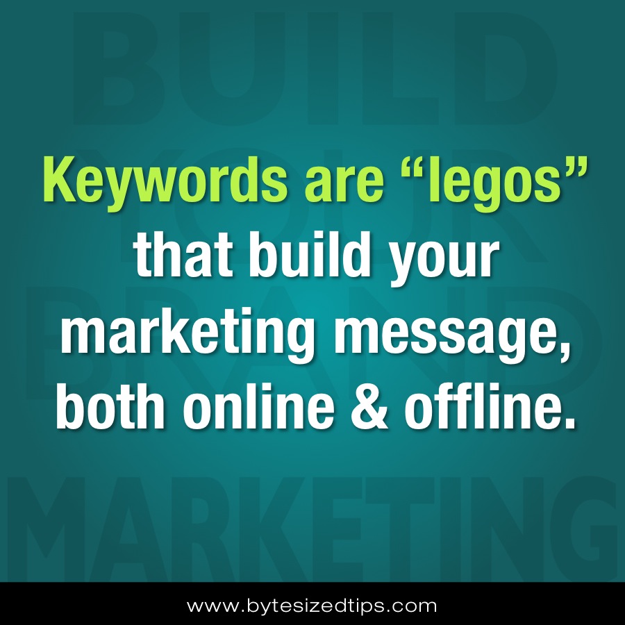 Keywords are legos that build your marketing message, both online & offline.