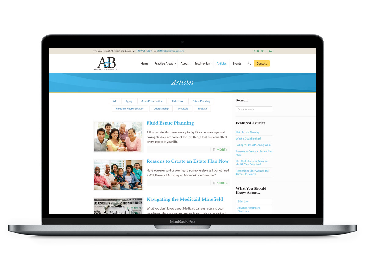 WordPress Website Subpage